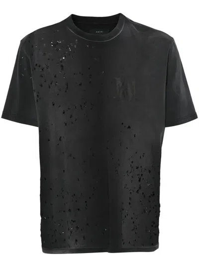 Amiri Shotgun Logo-print Distressed T-shirt In Black