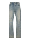 AMIRI LIGHT BLUE DESTROYED STRAIGHT JEANS WITH CUT-OUT IN COTTON DENIM MAN