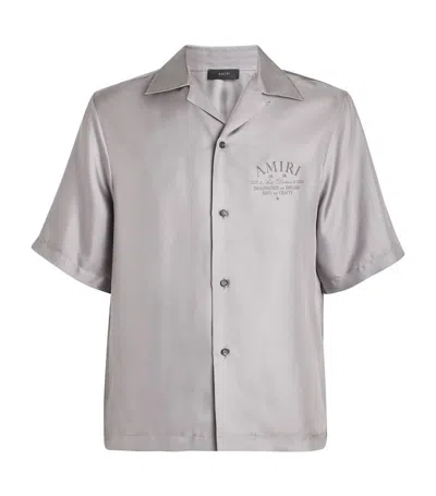Amiri Silk Arts District Shirt In Grey