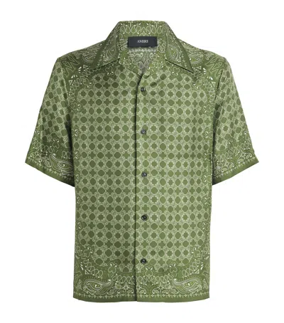Amiri Silk Bandana Print Shirt In Green
