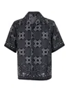 Amiri Silk Bowling Shirt With Cuban Collar And All-over Geometric Print In Black