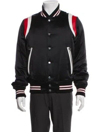 Pre-owned Amiri Silk Colorblock Pattern Bomber Jacket In Black