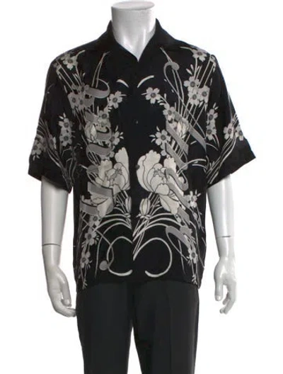 Pre-owned Amiri Silk Floral Print Shirt In Black