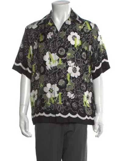 Pre-owned Amiri Silk Floral Print Shirt In Black
