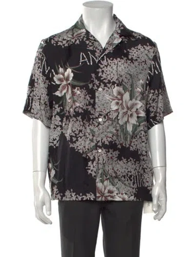 Pre-owned Amiri Silk Floral Print Shirt In Black