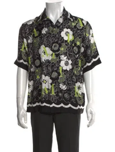 Pre-owned Amiri Silk Floral Print Shirt In Black