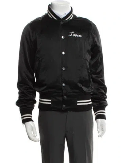 Pre-owned Amiri Silk Graphic Print Bomber Jacket In Black