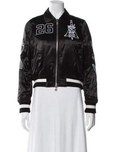 Pre-owned Amiri Silk Graphic Print Bomber Jacket In Gray
