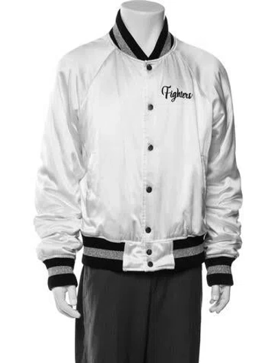 Pre-owned Amiri Silk Graphic Print Bomber Jacket In Neutrals