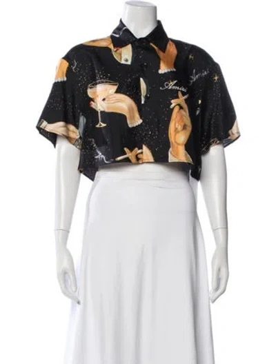 Pre-owned Amiri Silk Graphic Print Button-up Top In Multicolor