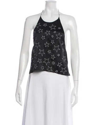 Pre-owned Amiri Silk Graphic Print Crop Top In Black