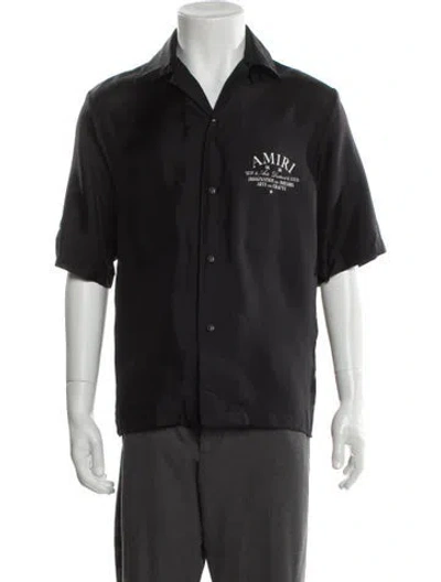 Pre-owned Amiri Silk Graphic Print Shirt In Black