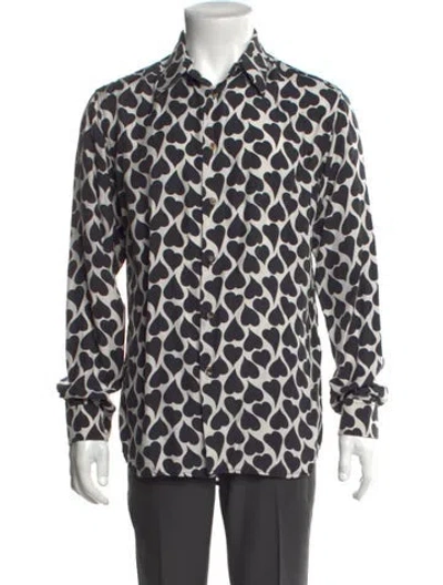 Pre-owned Amiri Silk Graphic Print Shirt In Black