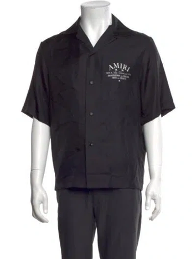 Pre-owned Amiri Silk Graphic Print Shirt In Black