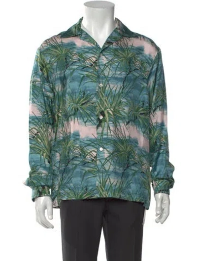 Pre-owned Amiri Silk Graphic Print Shirt In Blue