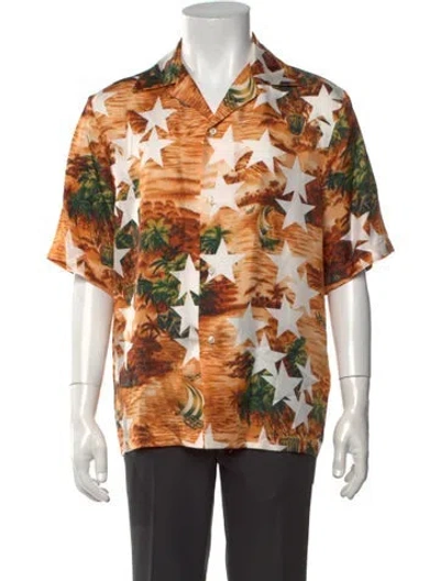 Pre-owned Amiri Silk Graphic Print Shirt In Brown