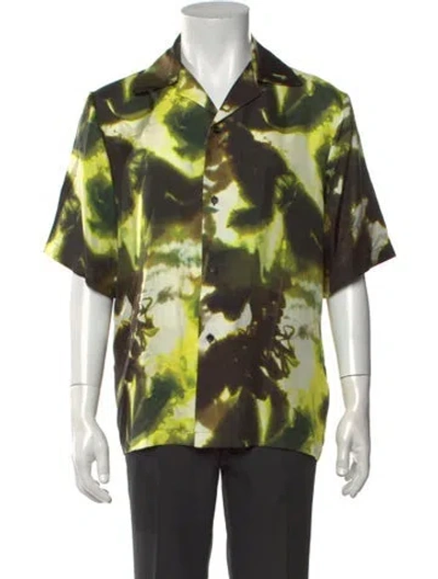 Pre-owned Amiri Silk Graphic Print Shirt In Green