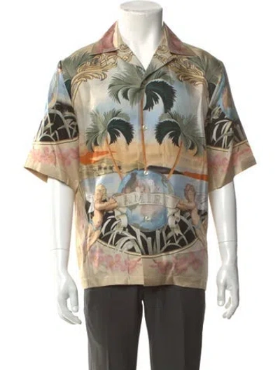 Pre-owned Amiri Silk Graphic Print Shirt In Neutral