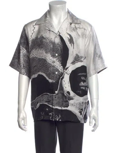 Pre-owned Amiri Silk Graphic Print Shirt W/ Tags In Black