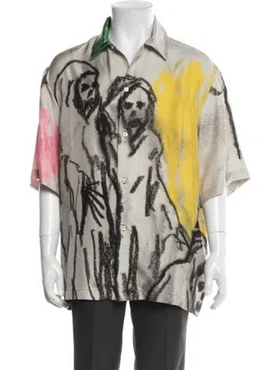 Pre-owned Amiri Silk Graphic Print Shirt W/ Tags In Gray