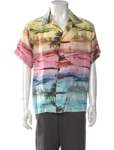 Pre-owned Amiri Silk Graphic Print Shirt In Yellow
