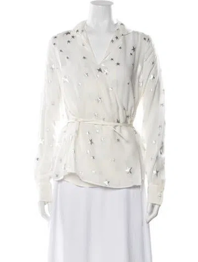 Pre-owned Amiri Silk Graphic Print Top In Neutral