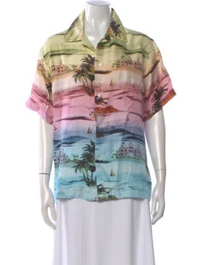 Pre-owned Amiri Silk Graphic Print Top In Pink