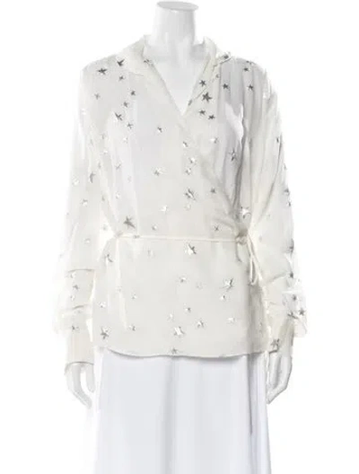 Pre-owned Amiri Silk Graphic Print Top In White
