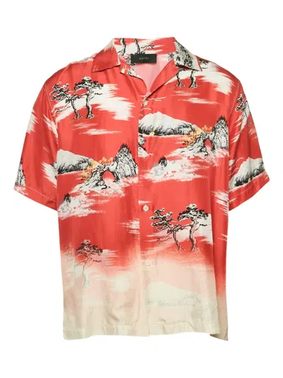 Pre-owned Amiri Silk Landscape Print Shirt In Pink