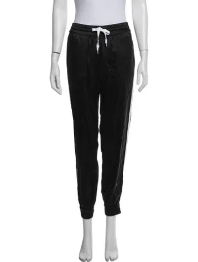 Pre-owned Amiri Silk Leather Trim Embellishment Sweatpants In Black