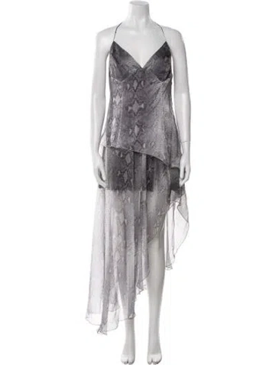 Pre-owned Amiri Silk Long Dress W/ Tags In Gray
