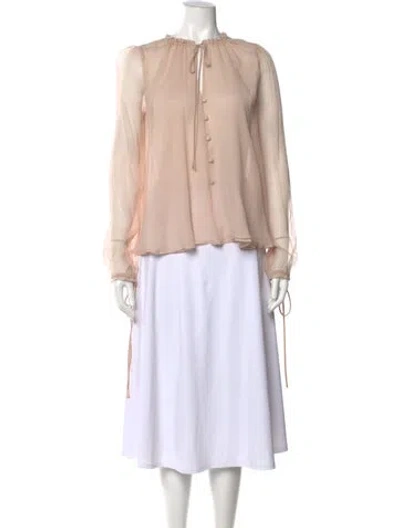 Pre-owned Amiri Silk Long Sleeve Blouse W/ Tags In Pink