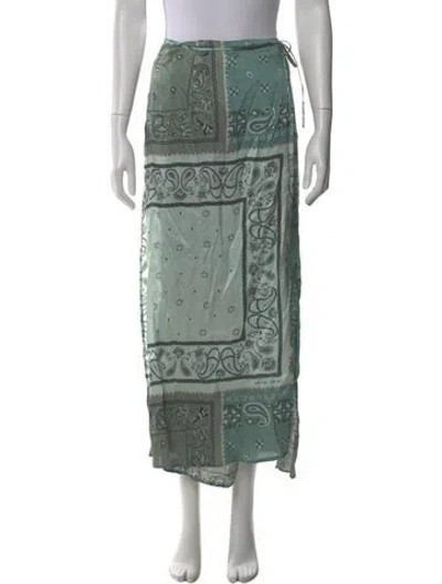 Pre-owned Amiri Silk Midi Length Skirt In Green