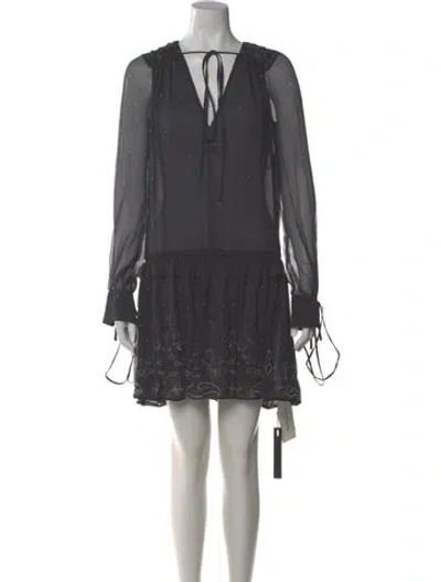 Pre-owned Amiri Silk Mini Dress In Gray