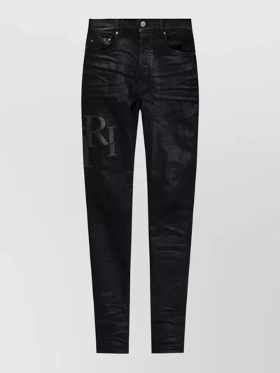 Amiri Silk Nylon Straight Cut Trousers Five Pockets In Black