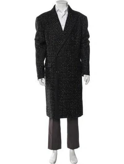 Pre-owned Amiri Silk Plaid Print Overcoat In Black