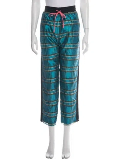 Pre-owned Amiri Silk Plaid Print Sweatpants In Blue