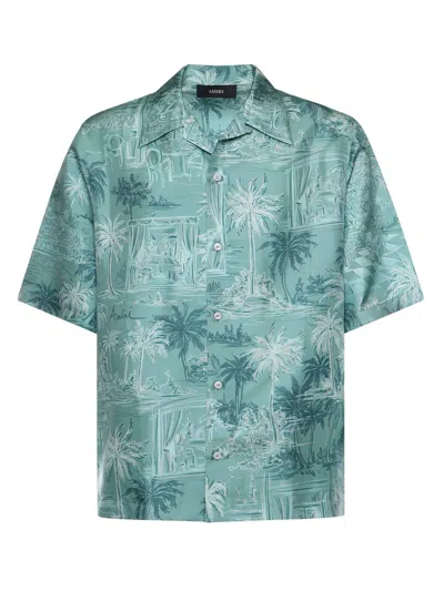 Amiri Button-down Bowling Shirt In Blue