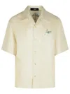 Amiri Convertible-collar Logo-print Silk-twill Shirt In Neutral