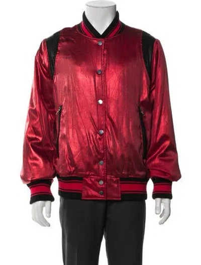 Pre-owned Amiri Silk Striped Bomber Jacket In Red