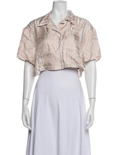 Pre-owned Amiri Silk Striped Crop Top In Pink