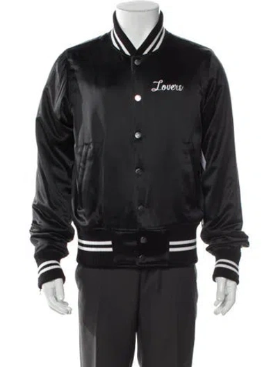 Pre-owned Amiri Silk Striped Varsity Jacket In Black