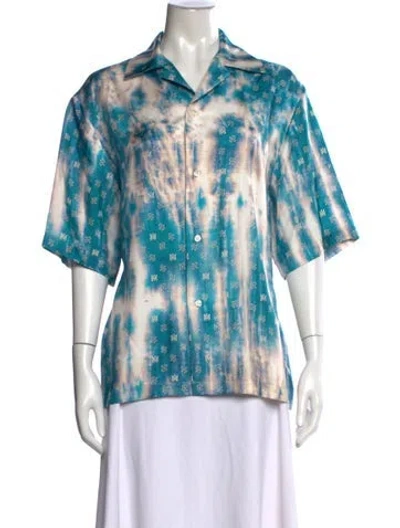 Pre-owned Amiri Silk Tie-dye Print Top In Blue