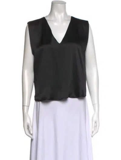 Pre-owned Amiri Silk V-neck Top In Black