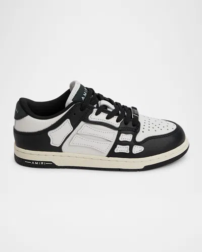 Amiri Skel Bicolor Leather Low-top Sneakers, Kids