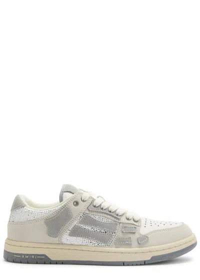 Amiri Skel Crystal-embellished Leather Sneakers In Beige