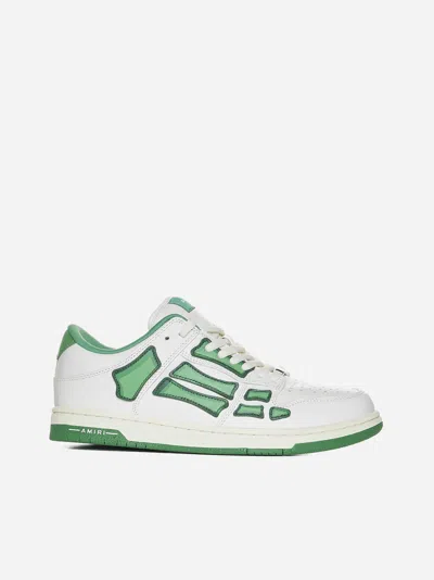 Amiri Skel Leather Chunky Low Sneakers In Green