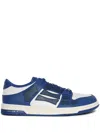 Amiri Low-top Leather Sneakers With Perforated Upper In Blue