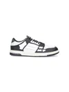 Amiri Skel Top Low White And Black Sneakers With Skeleton Patch In Leather Man In White