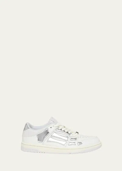 Amiri Skel Metallic Bicolor Low-top Sneakers In White